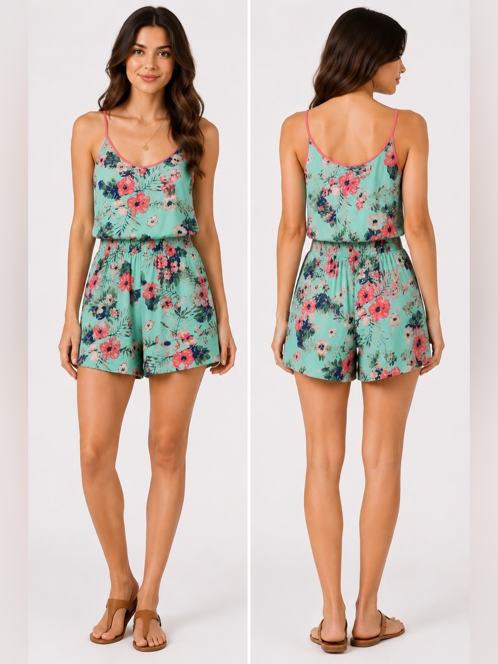 Rue 21 Women’s Mint Floral Print Cami Romper